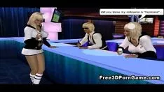 Abspielen 3D-Sketch-Typ, der von zwei heißen gehörnten Stripteases arrangiert wird