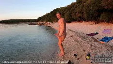 Play Nude fire dancing on the beach at sunset